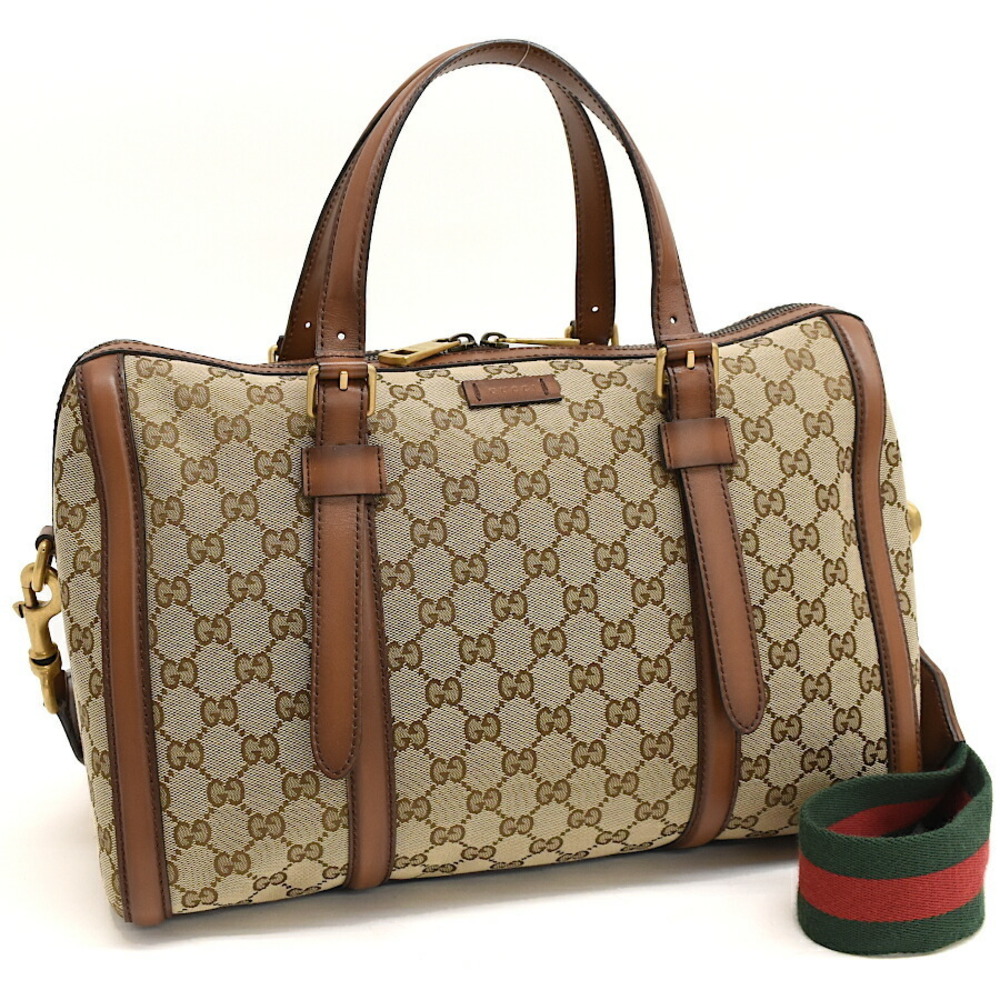 Gucci Boston Bag Canvas Ladyweb Beige - Picture 1 of 8